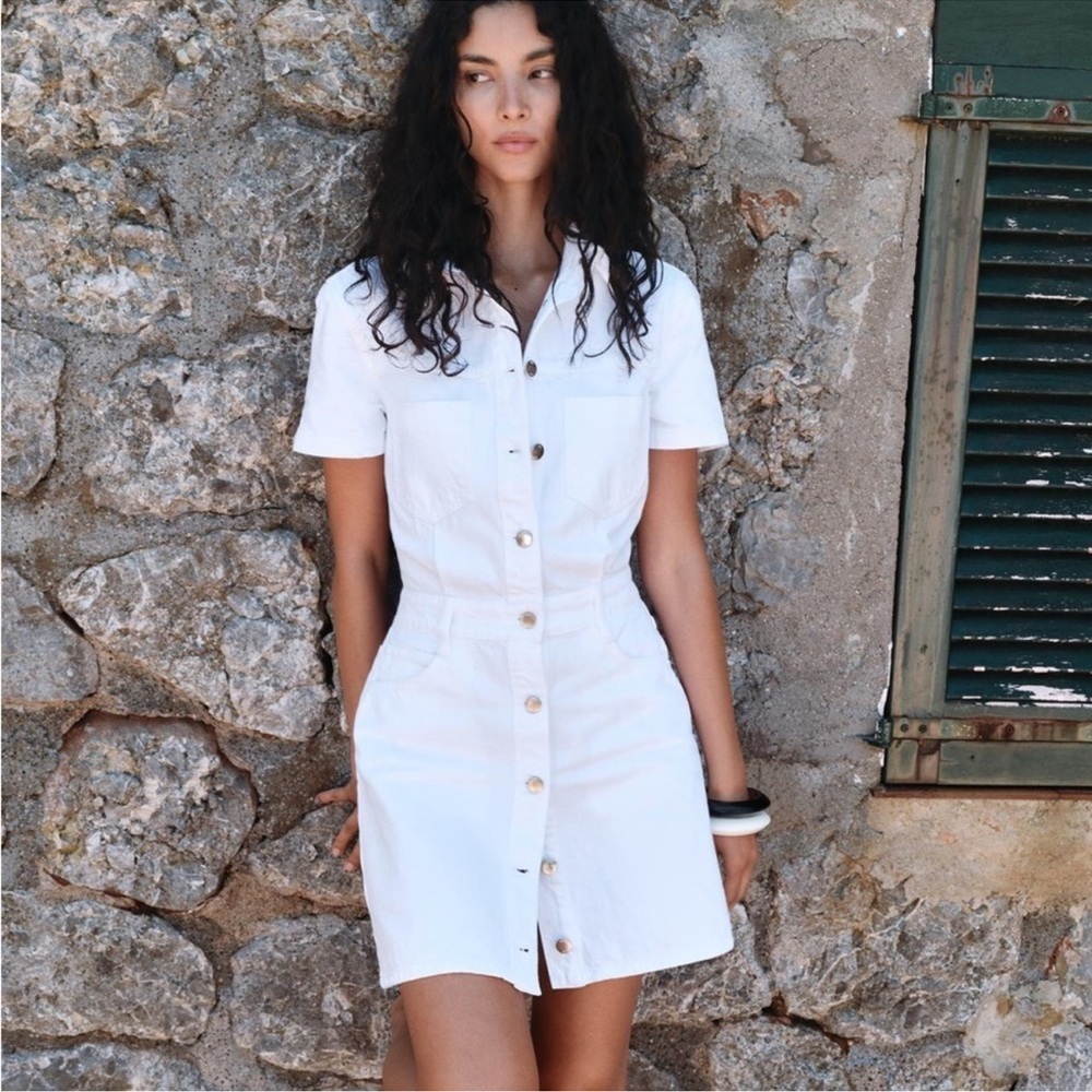 NWOT ZARA WHITE DENIM MINI DRESS